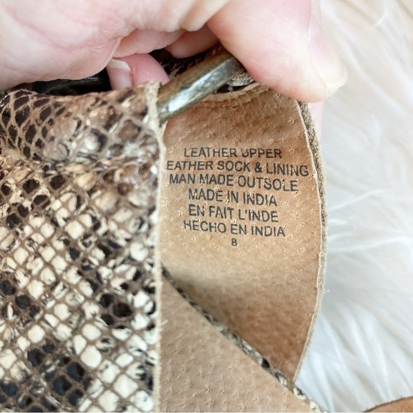 Seychelles Exhilarating Leather Snake Embossed Strappy Block Heel Sandals - Picture 7 of 9